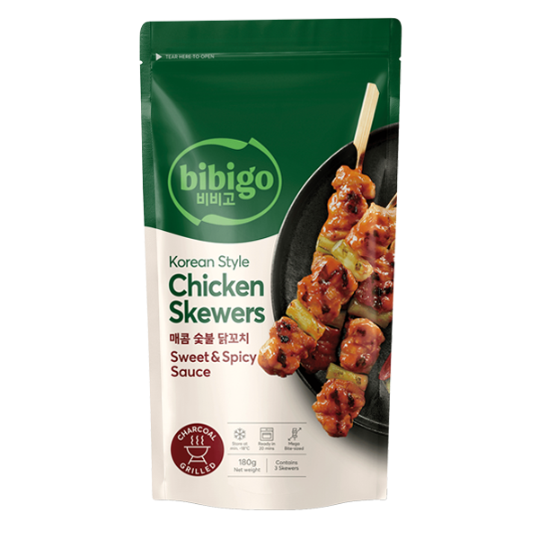 CJ Foods Bibigo Korean Style Chicken Skewers with Sweet and Spicy Sauce 180g