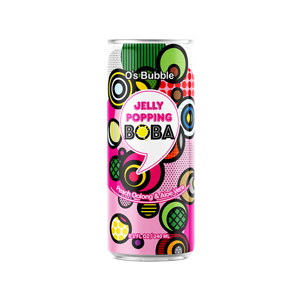O's Bubble Jelly Popping Boba Peach Oolong & Aloe Vera 240ml