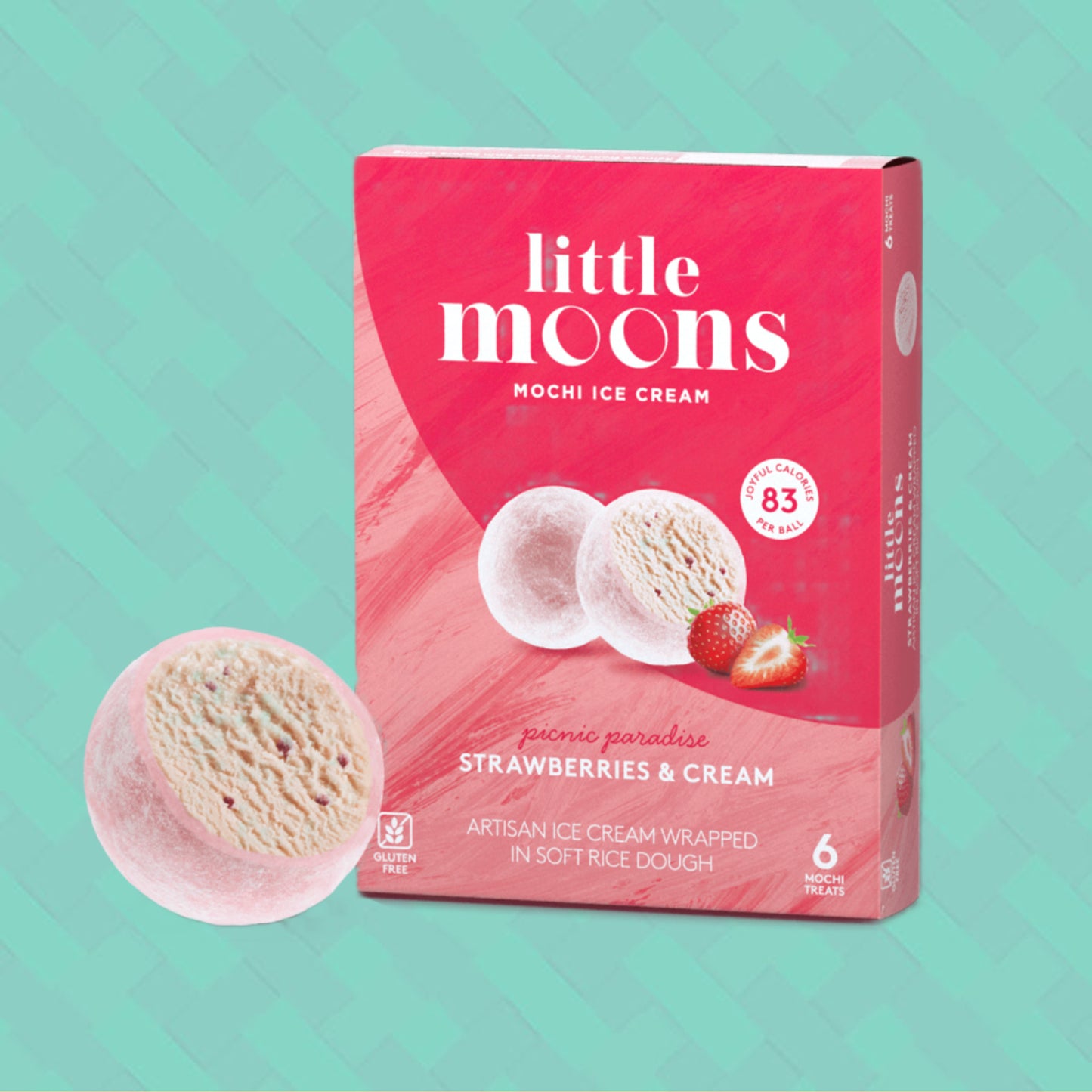 Little Moons Mochi Ice Cream Strawberries and Cream (6 pieces) 192g