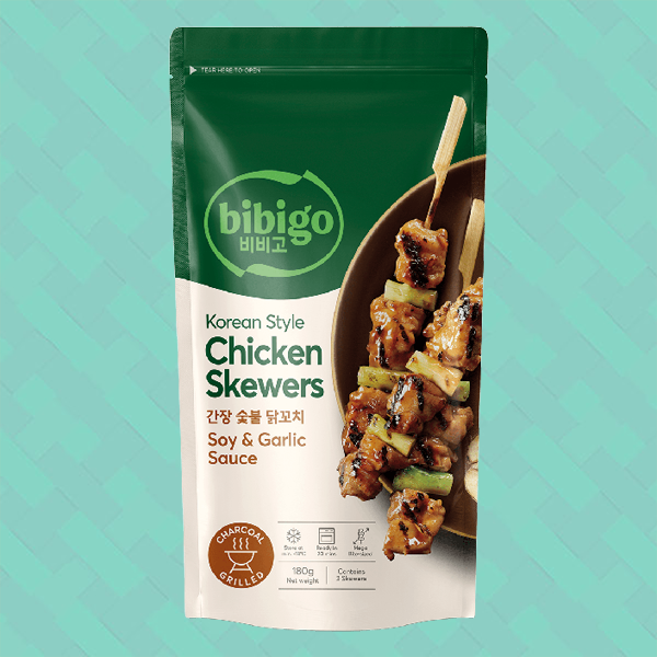 CJ Foods Bibigo Korean Style Chicken Skewers with Soy and Garlic Sauce 180g