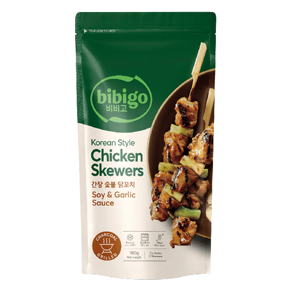 CJ Foods Bibigo Korean Style Chicken Skewers with Soy and Garlic Sauce 180g