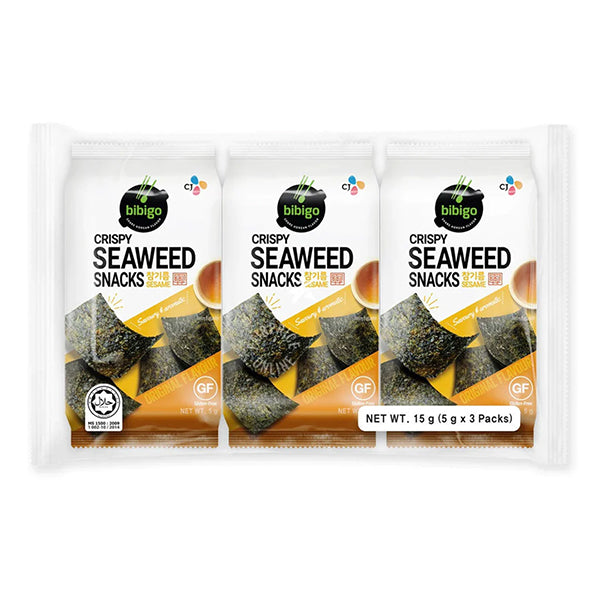 CJ Foods Bibigo Crispy Seaweed Snacks Sesame 3-pack 15g