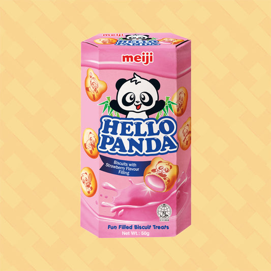 Meiji Hello Panda Biscuits with Strawberry Flavor Filling 50g