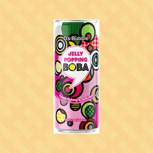 O's Bubble Jelly Popping Boba Peach Oolong & Aloe Vera 240ml