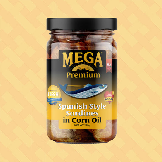 Mega Premium Spanish Style Sardines in Corn Oil HOT 225g